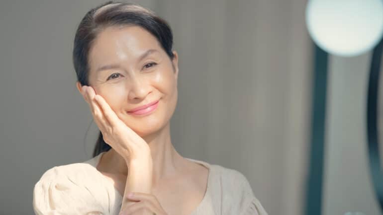 Skin care concept of Asian senior woman. Anti aging