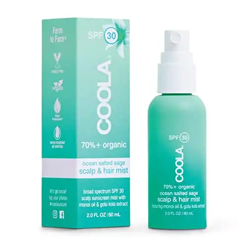COOLA Organic Scalp Spray & Hair Sunscreen Mist with SPF 30, Dermatologist Tested Hair Care for Daily Protection, Vegan and Gluten Free, Ocean Salted Sage, 2 Fl Oz