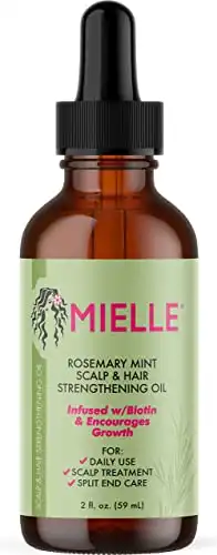 Mielle Organics Rosemary Mint Scalp & Hair Strengthening Oil With Biotin & Essential Oils, Nourishing Treatment for Split Ends, Dry Scalp, & Hair Growth, Safe For All Hair Types, 2-Fluid O...