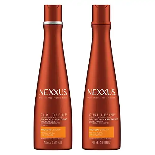 Nexxus Curl Define Shampoo and Conditioner For Curly Hair and Coily Hair With ProteinFusion and Marula Oil Curl Enhancer and Strengthening Curly Hair Products 13.5 oz 2 Count