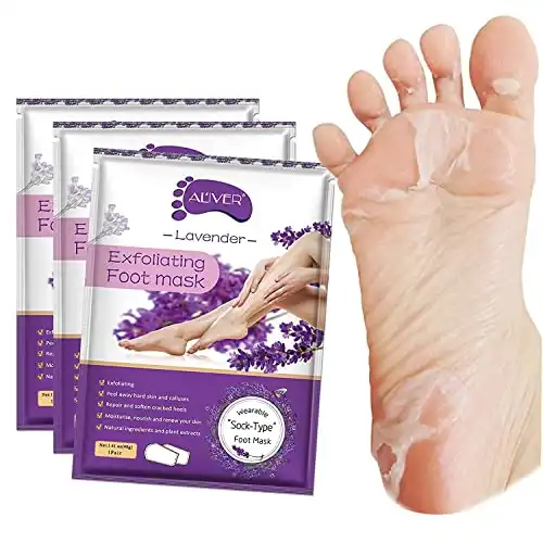 ALIVER Foot Peel Mask 3 Pack, Exfoliator Peel Off Calluses Dead Skin Callus Remover, Baby Soft Smooth Touch Feet-Men Women (Lavender)