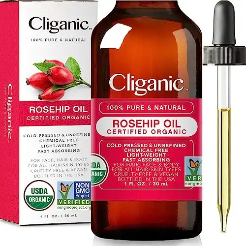 USDA Organic Rosehip Seed Oil for Face, 100% Pure