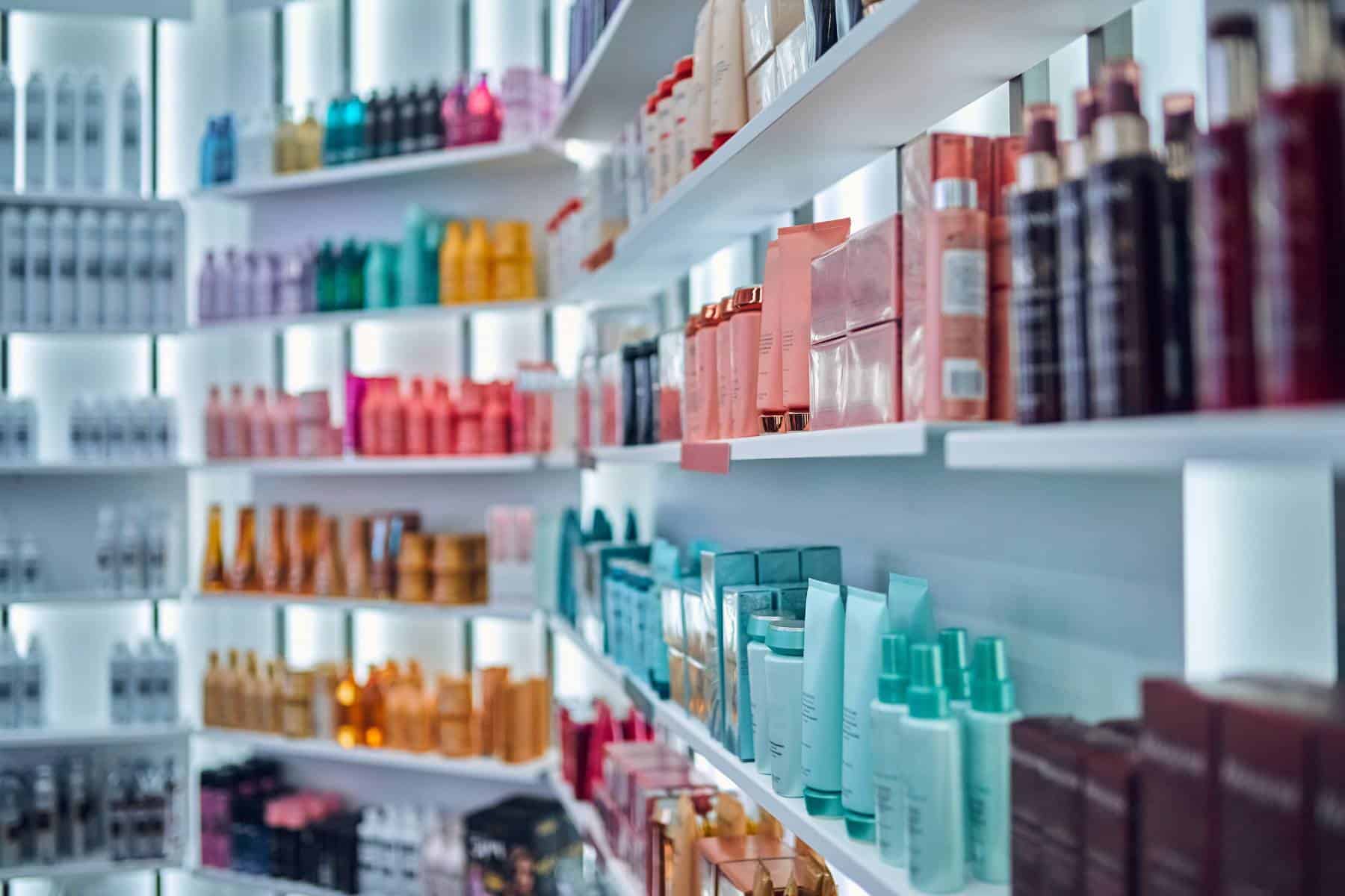 Shelves full of Hair Products