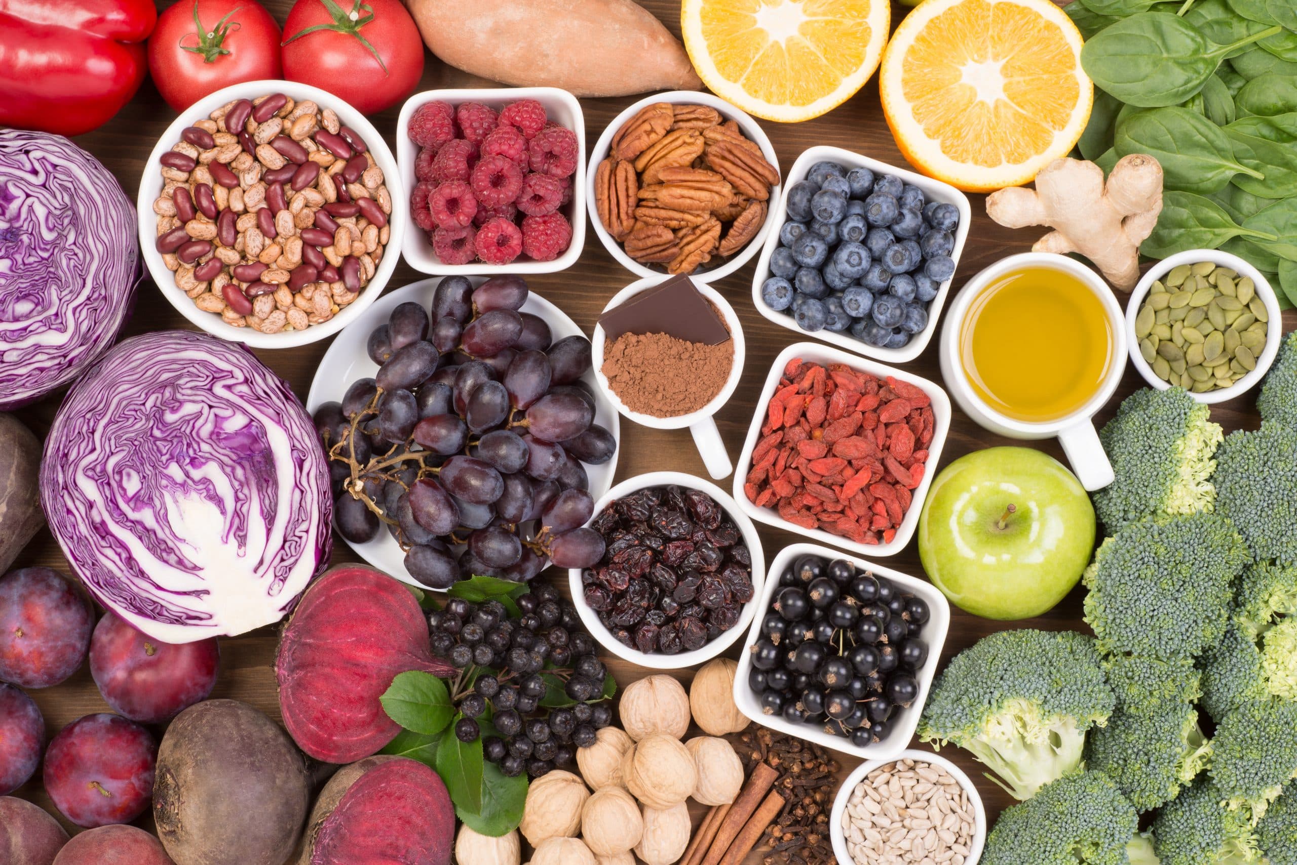 Antioxidant-rich foods combat free radicals.
